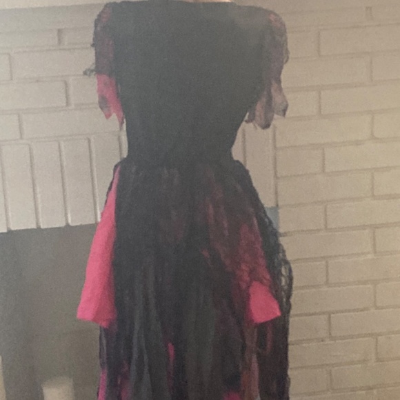 Girls Costume Dead zombie Prom Queen Corset 8 10 Pink Black Lace Bow Layered - Picture 9 of 15